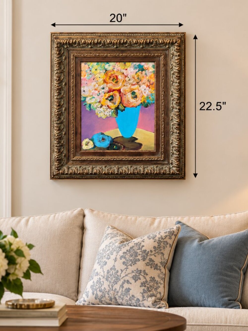 Impressionist-inspired floral still life with bold colors, expressive palette